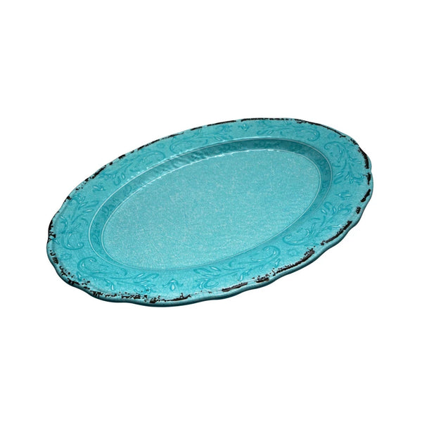 Bandeja Oval Vintage Celeste 46 x 34 cm