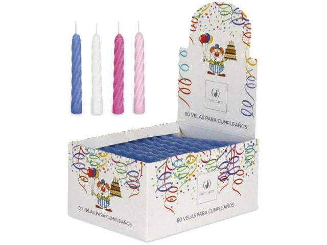 Velas de Cumpleaños Caja x 80 Unid. 8.5 x 1 cm