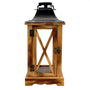 Farol Porta Vela de Madera con Techo Metálico