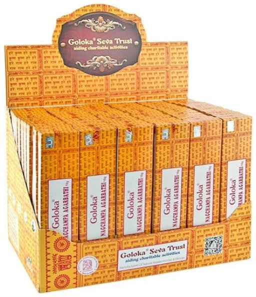 Sahumerios Goloka Nag Champa 16 gr Display 72 Unid.