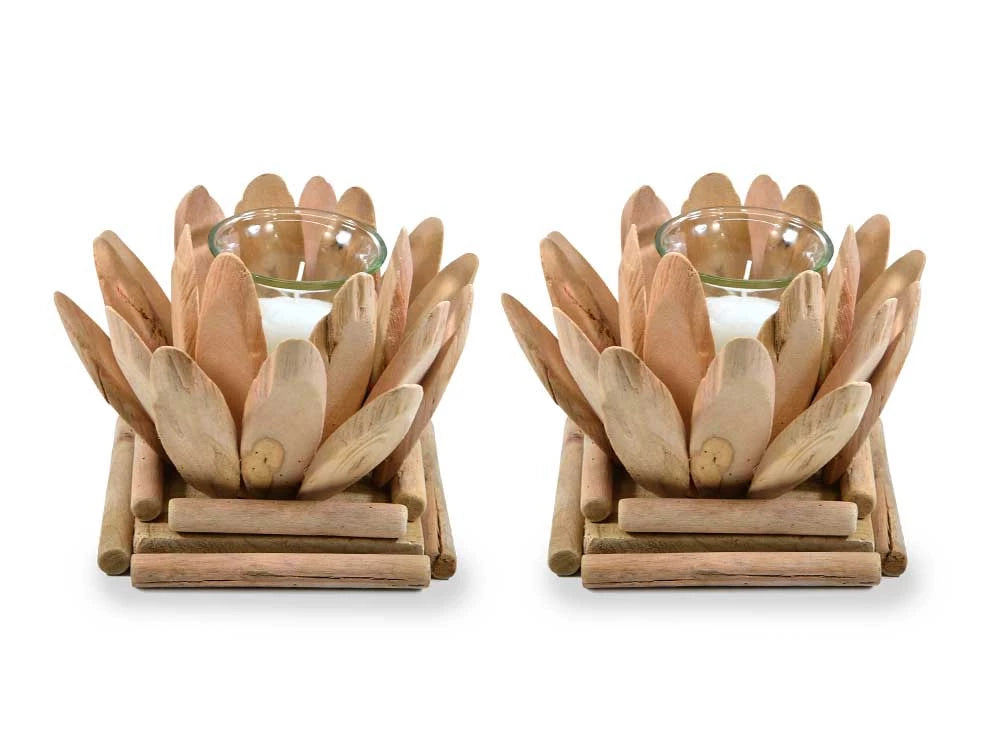 Porta Vela Loto de Madera x 2 unid.