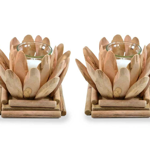 Porta Vela Loto de Madera x 2 unid.