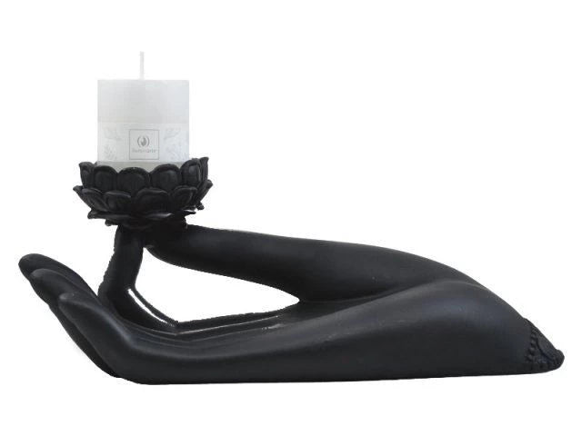 Porta Velas Loto sobre Mano 10 cm