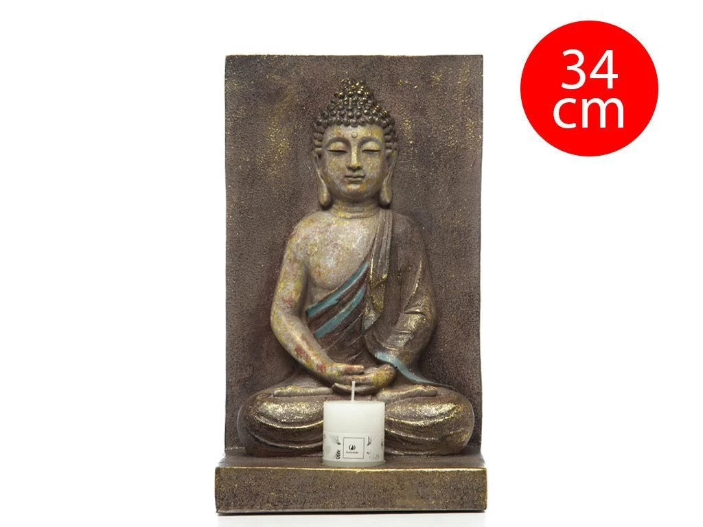 Porta Velas Buda 20 x 14 x 34 cm.