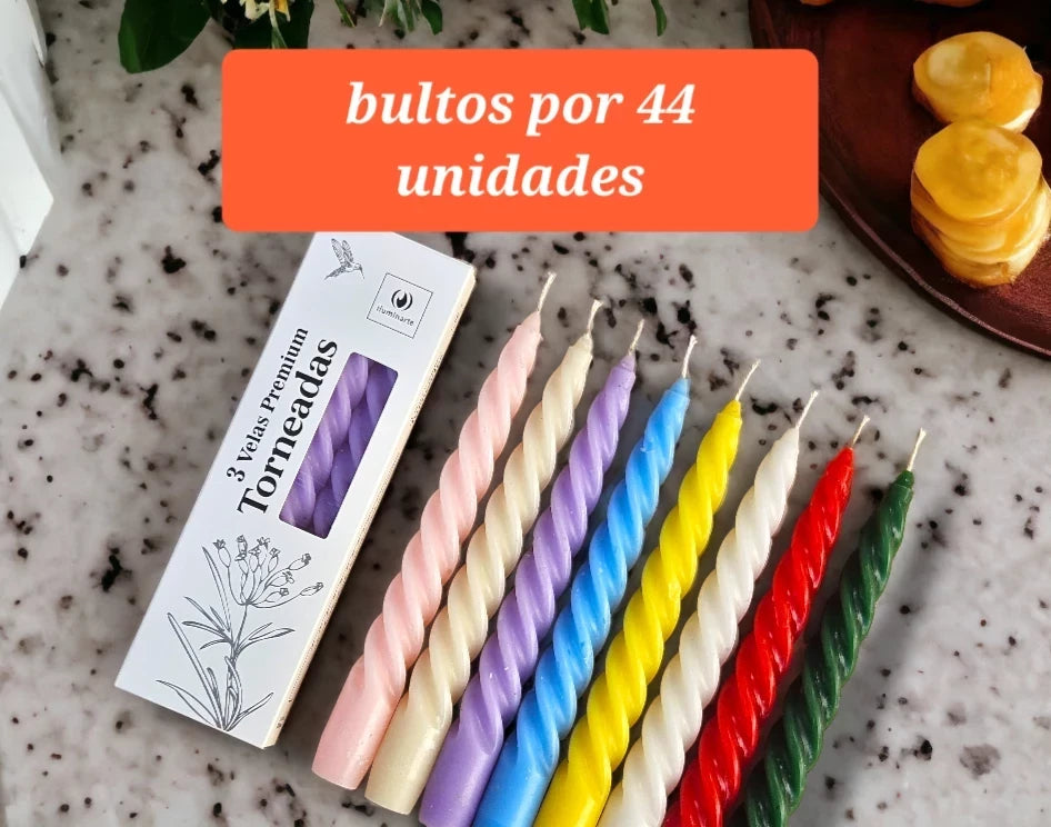 3 Velas Premium Torneadas 20 cm (Bulto x 44 )