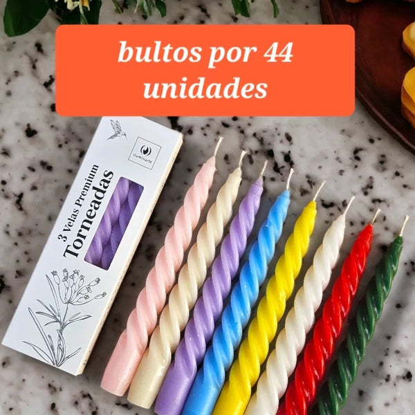 3 Velas Premium Torneadas 20 cm (Bulto x 44 )