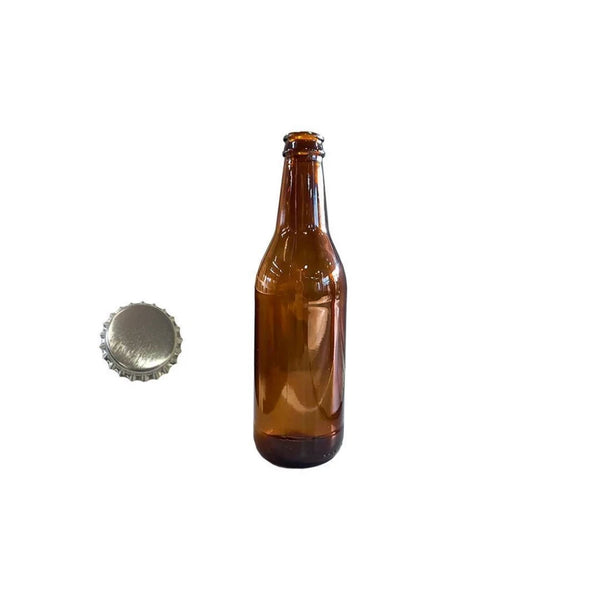 Botella de Cerveza Ultraliviana 330 cm3 + Tapa 27 mm x 6 Unid.