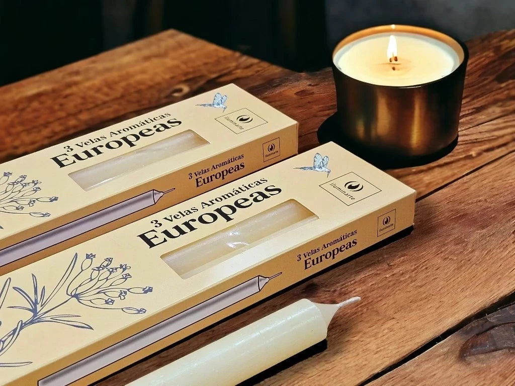 3 Velas Europeas Aromáticas 25cm
