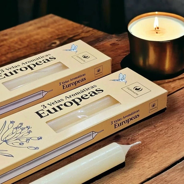 3 Velas Europeas Aromáticas 25cm