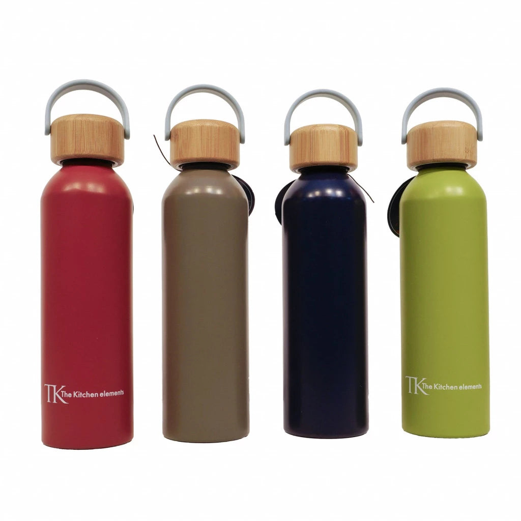 Botella de Aluminio 650cc aprox Tapa Bambú