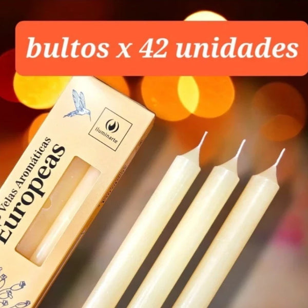 3 Velas Europeas Aromáticas  25 cm. (Bulto x 42)