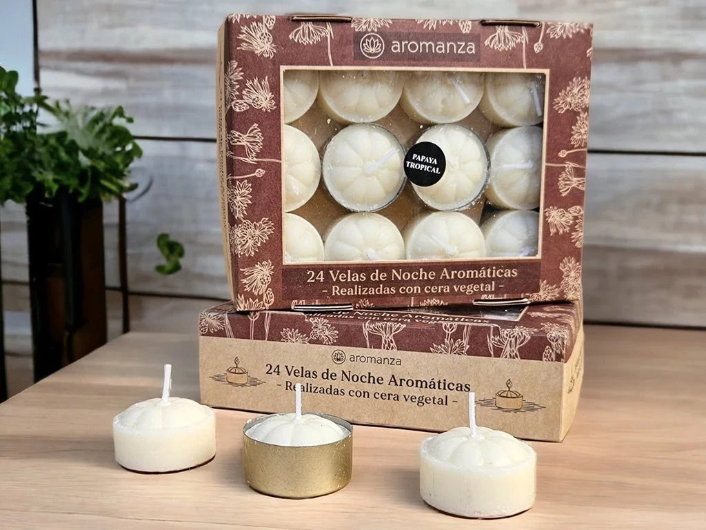 Velas de Noche Aromáticas . x 24 (cera vegetal) Bulto x 6 Uds.