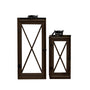 Set Faroles de Madera y Acero Inoxidable
