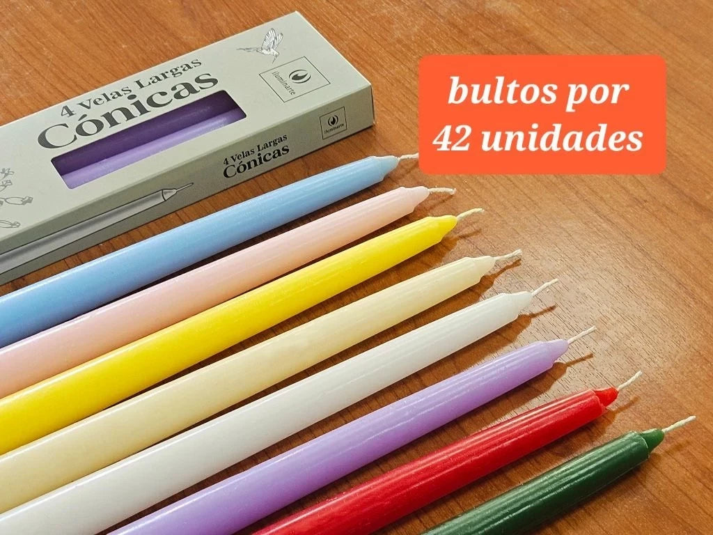 4 Velas Conicas Largas Btox42