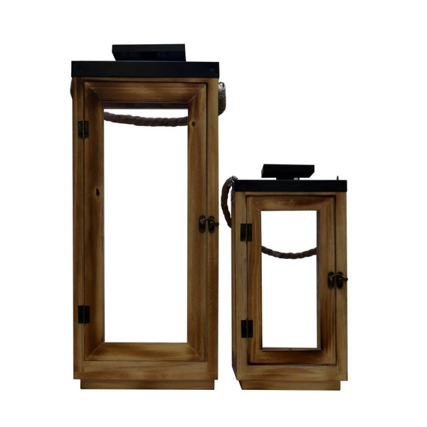 Set Faroles Porta Vela de Madera