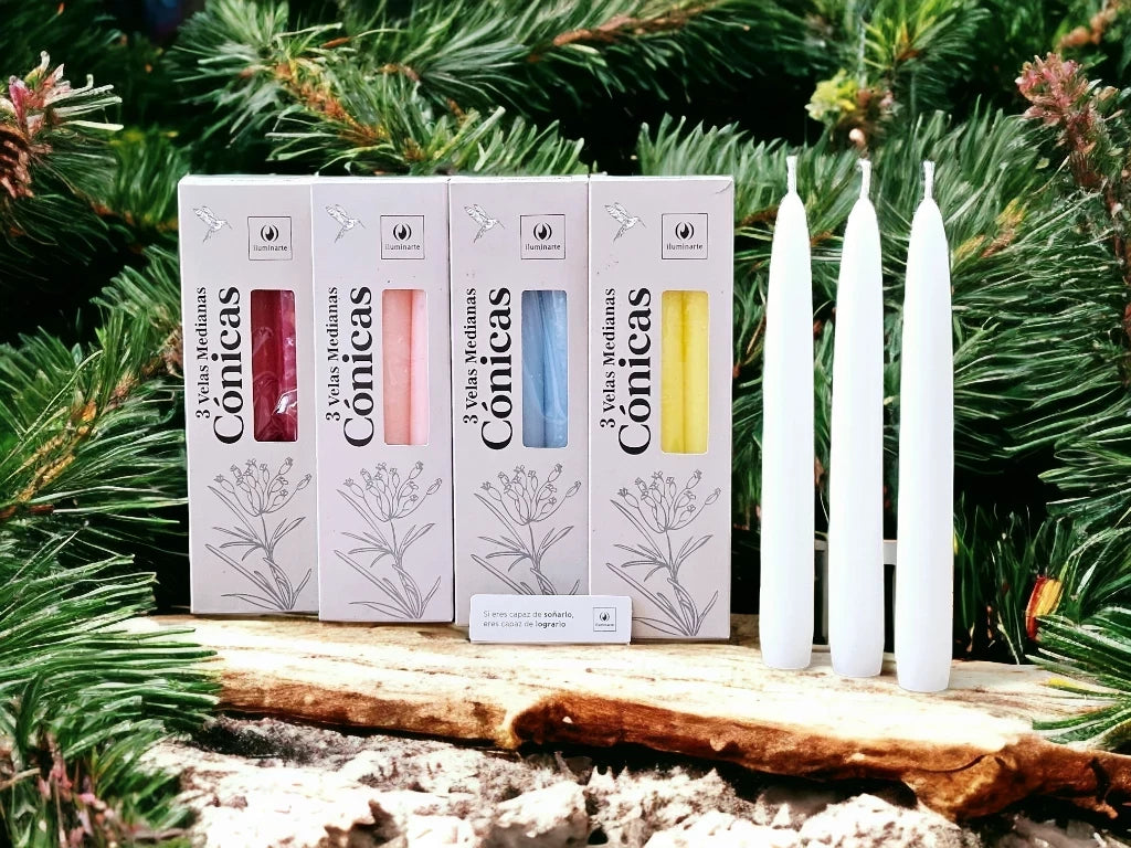 3 Velas Medianas Cónicas 20 cm