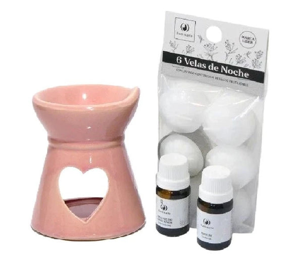 Combo Hornillo Corazón + Velas + Esencias