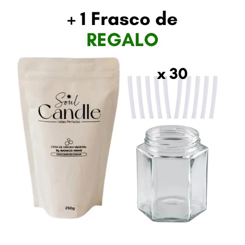 Combo Velas en Perlas Blanca 250g + 30 Pabilos + 1 Frasco Hexagonal de REGALO